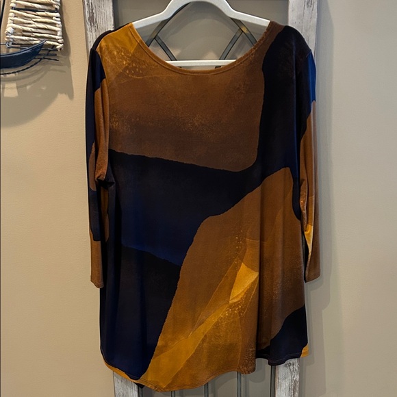 CLARA SUNWOO Abstract Brown and Blue Top - Picture 4 of 5